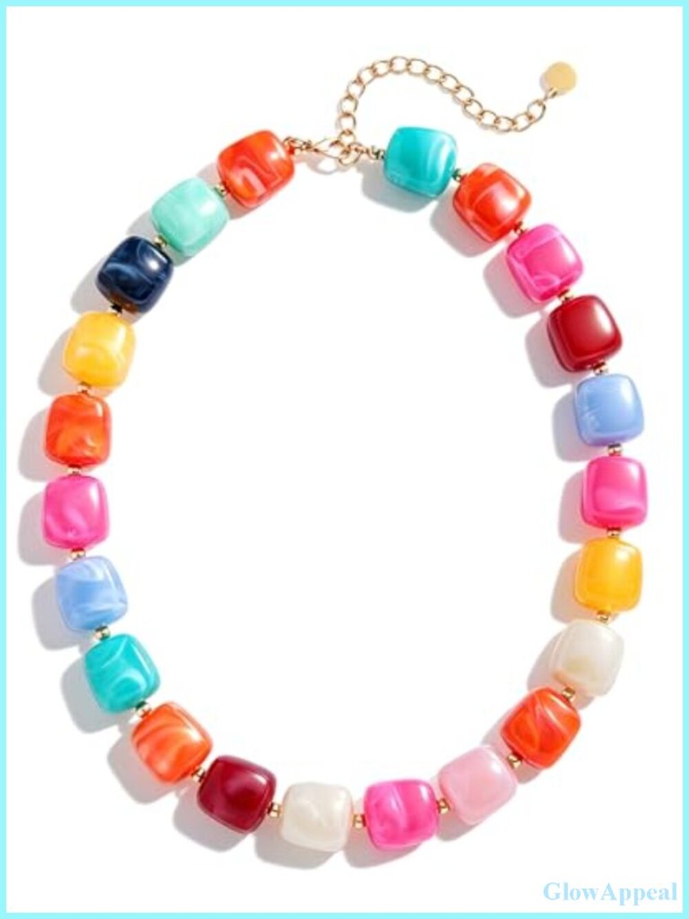 Boho Chunky Beaded Statement Choker Necklace Resin Acrylic Adjustable